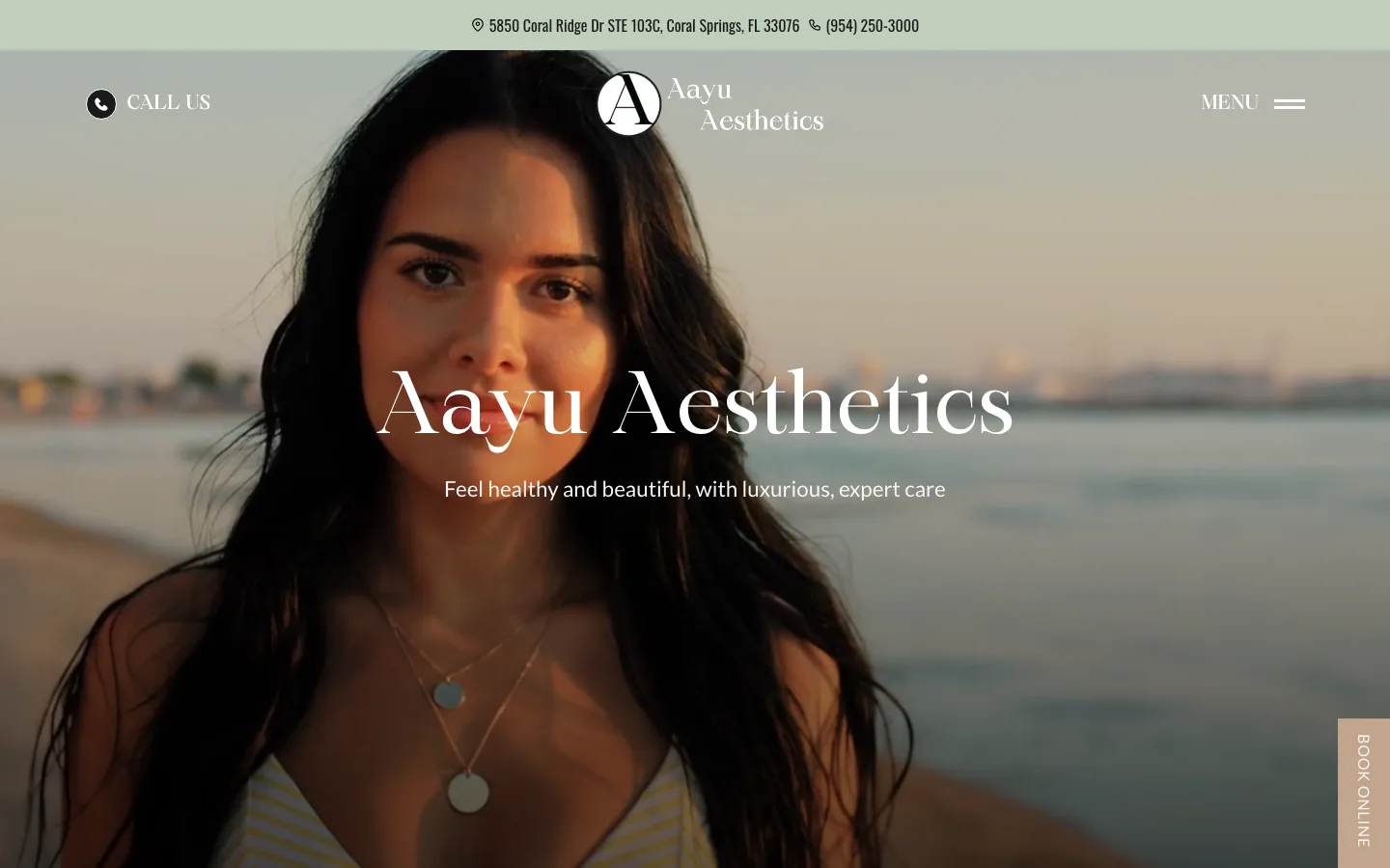 Aayu Aesthetics website first view