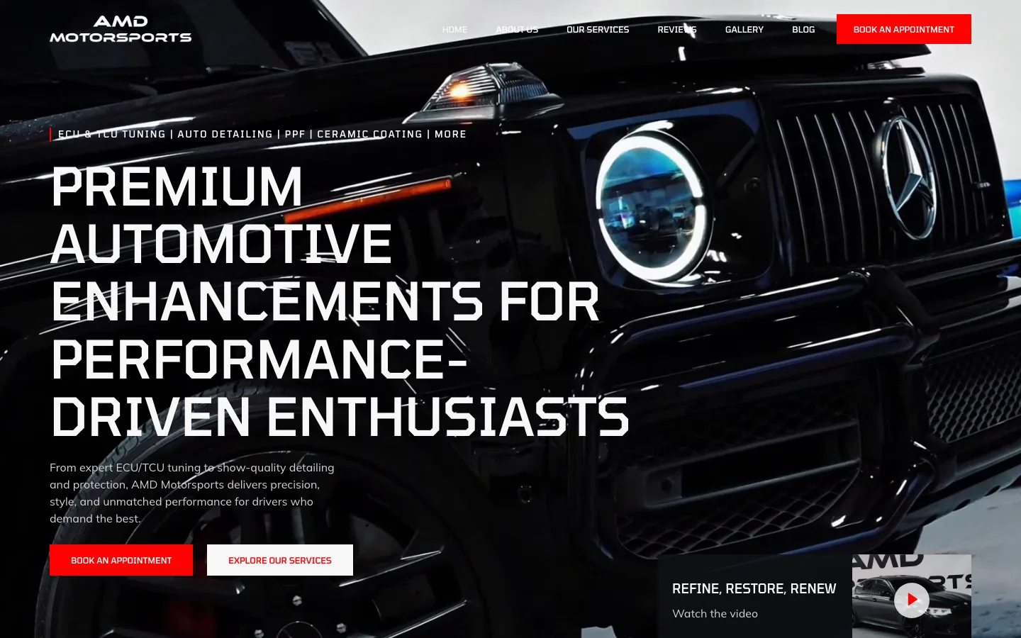 AMD Motorsports website first view