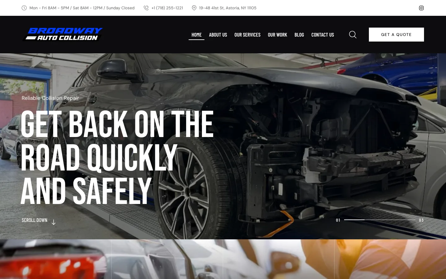 Broadway Auto Collision website first view