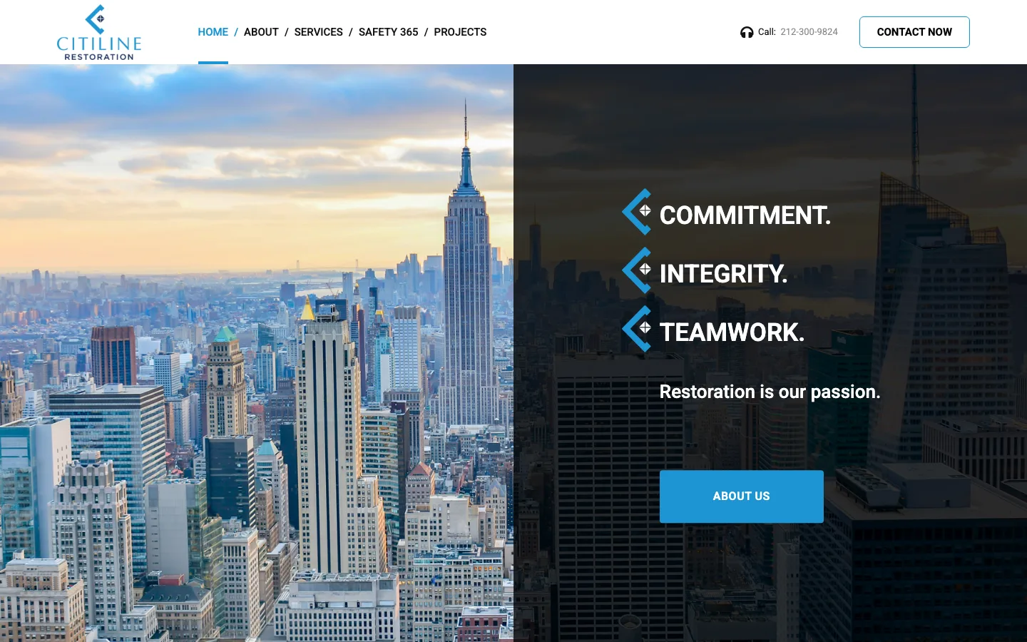 Citiline Restoration website first view