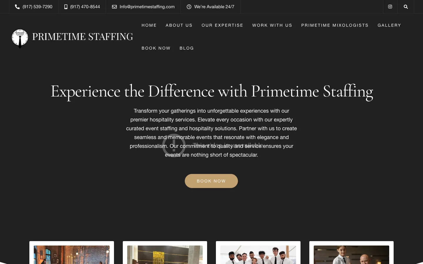Primetime Staffing website first view