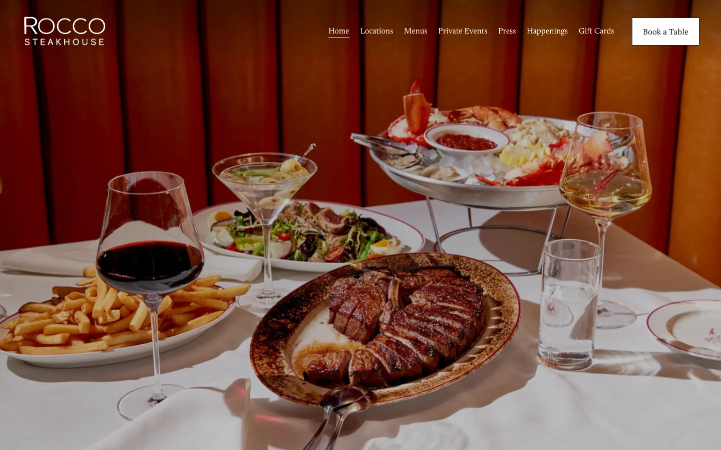 Rocco Steakhouse website preview