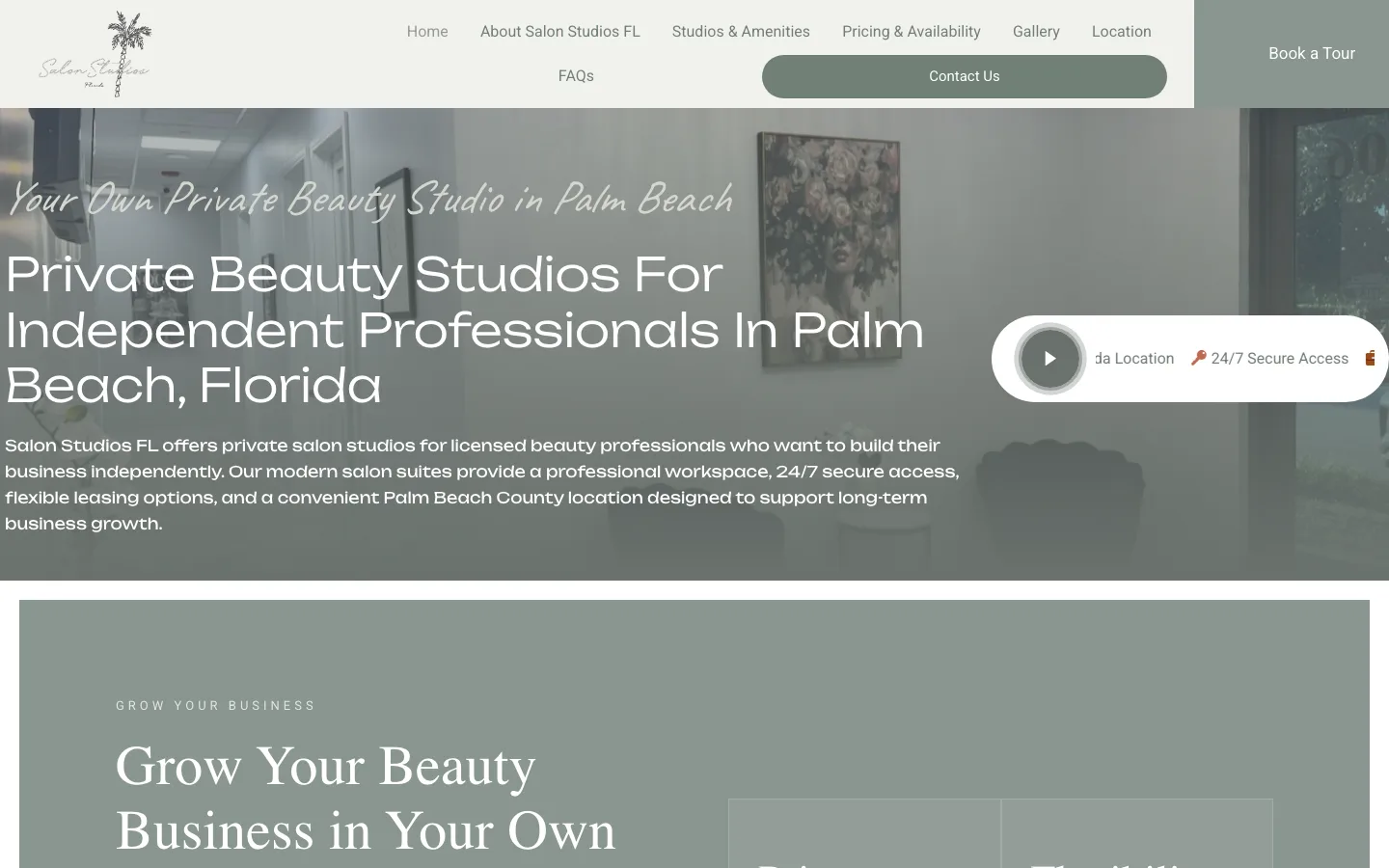Salon Studios FL website first view